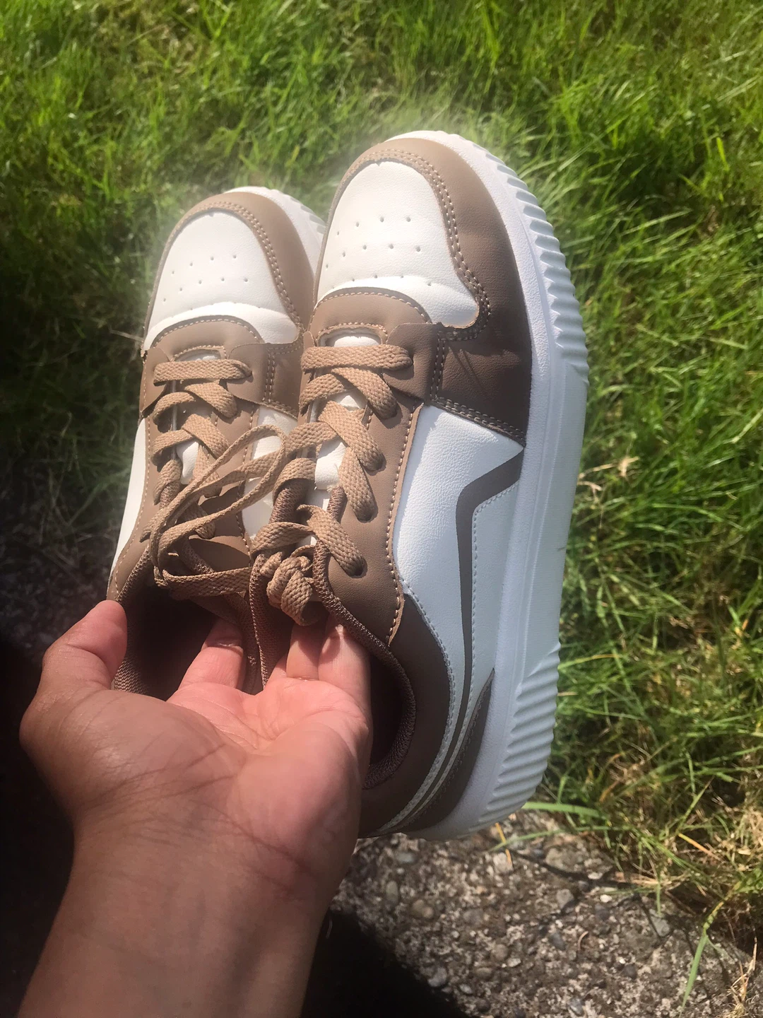 White and Brown Sneakers - EUR 37