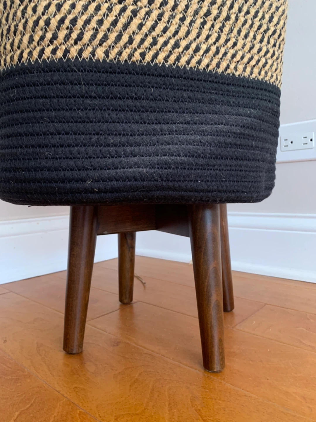 Monstera Plant in Woven Basket Planter with Wooden Stand - photo 3