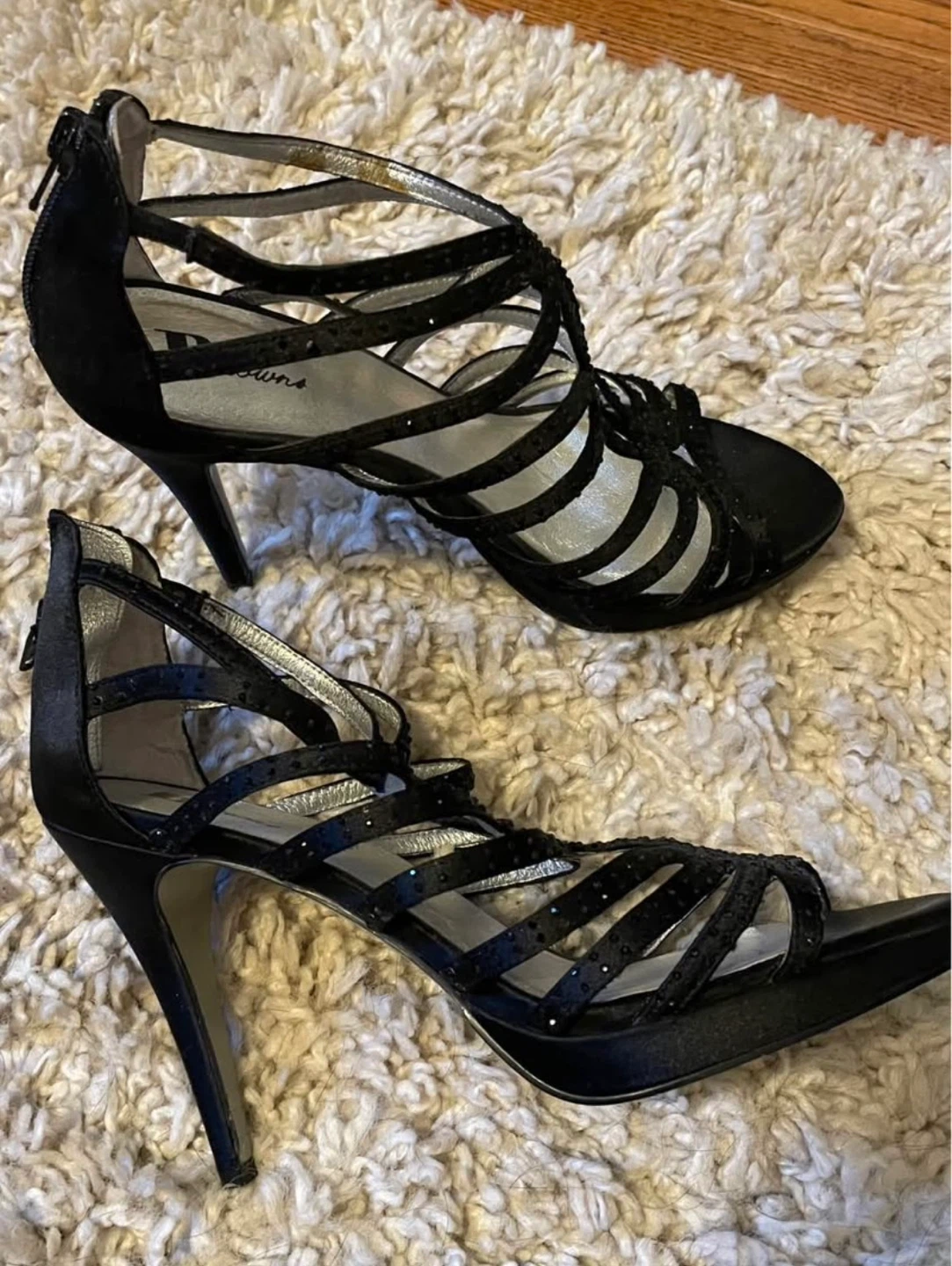 Black Beaded Strappy Heels - photo 2