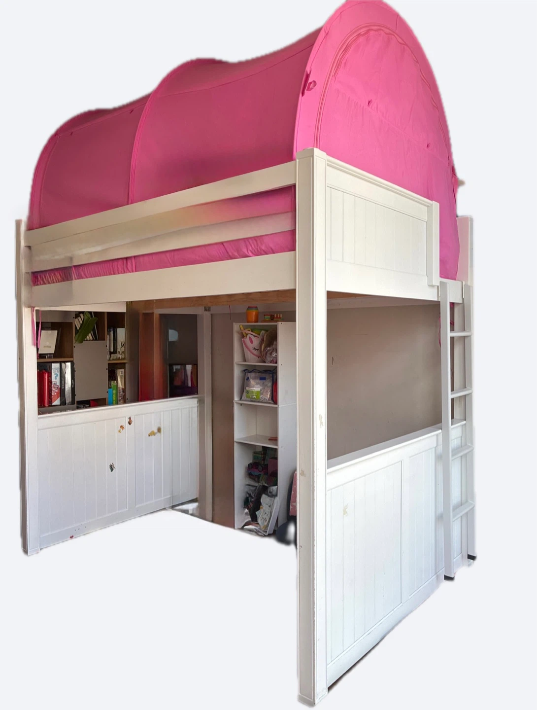 Adults/Kids White Aloft Bunk bed Full Size FREE Ladder +Mattress