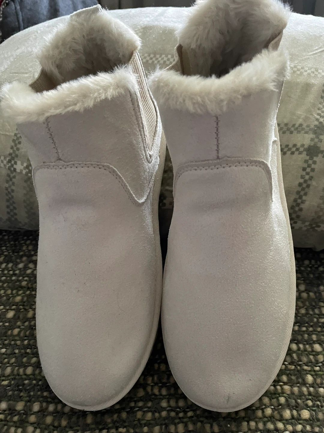Milky white Faux Suede Ankle Boots Size 42