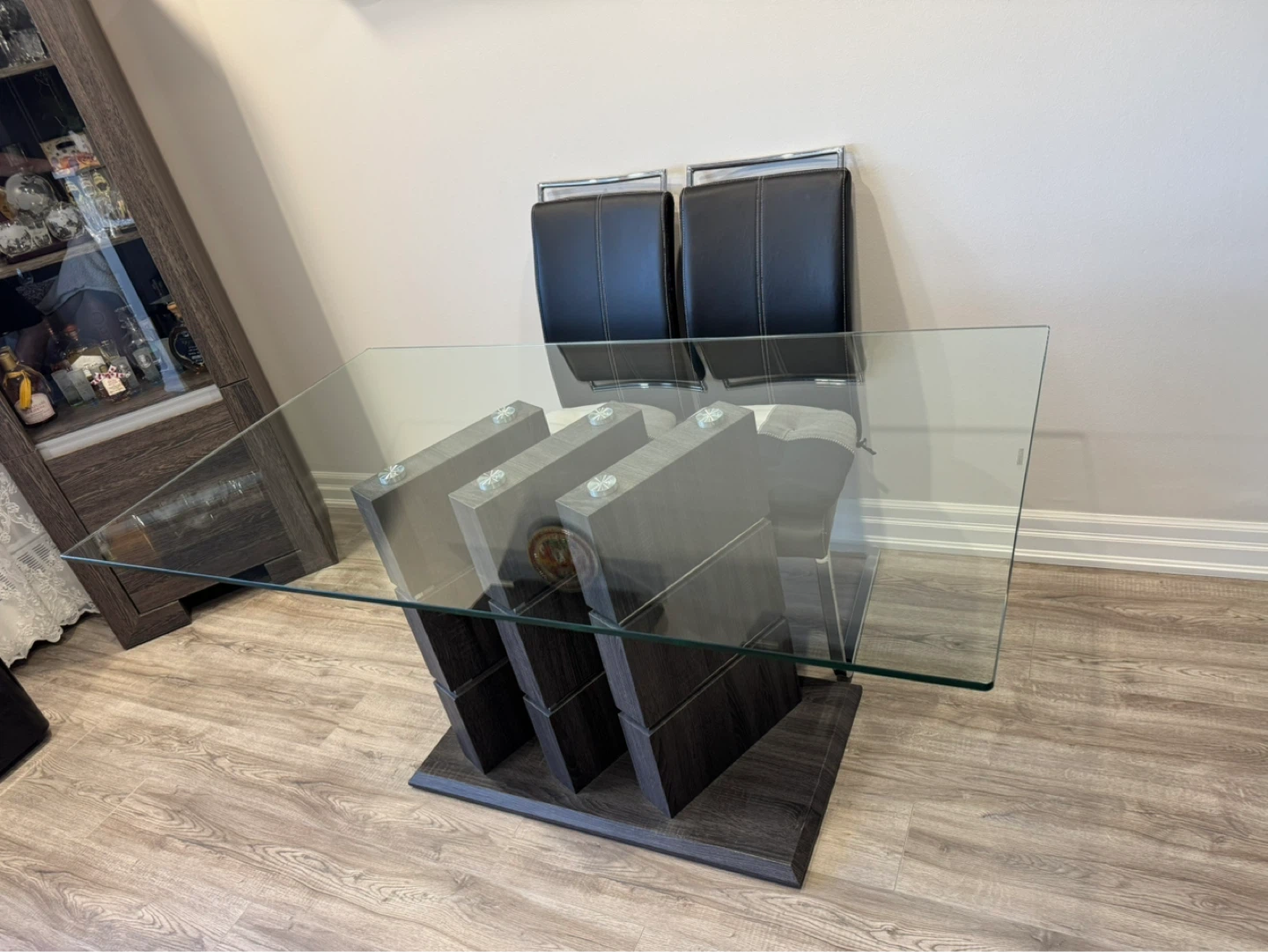 Glass Dining Table with Modern Base - photo 2