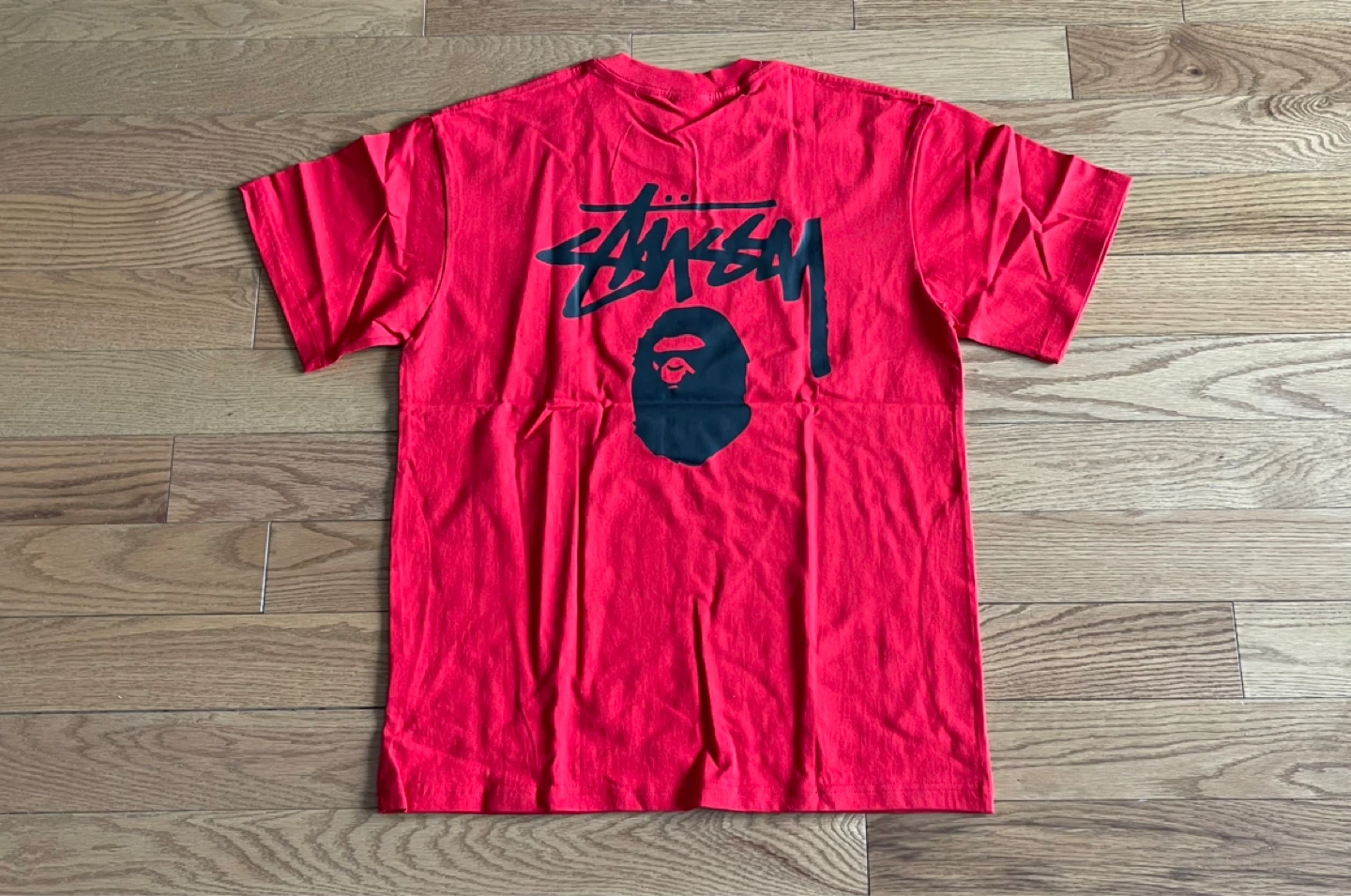 Stussy x BAPE Red T-Shirt Size Medium - photo 2