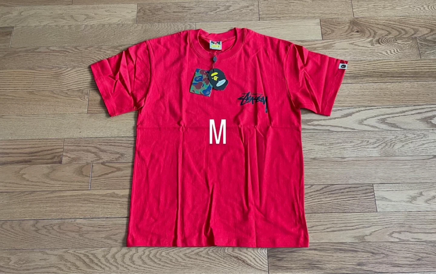 Stussy x BAPE Red T-Shirt Size Medium
