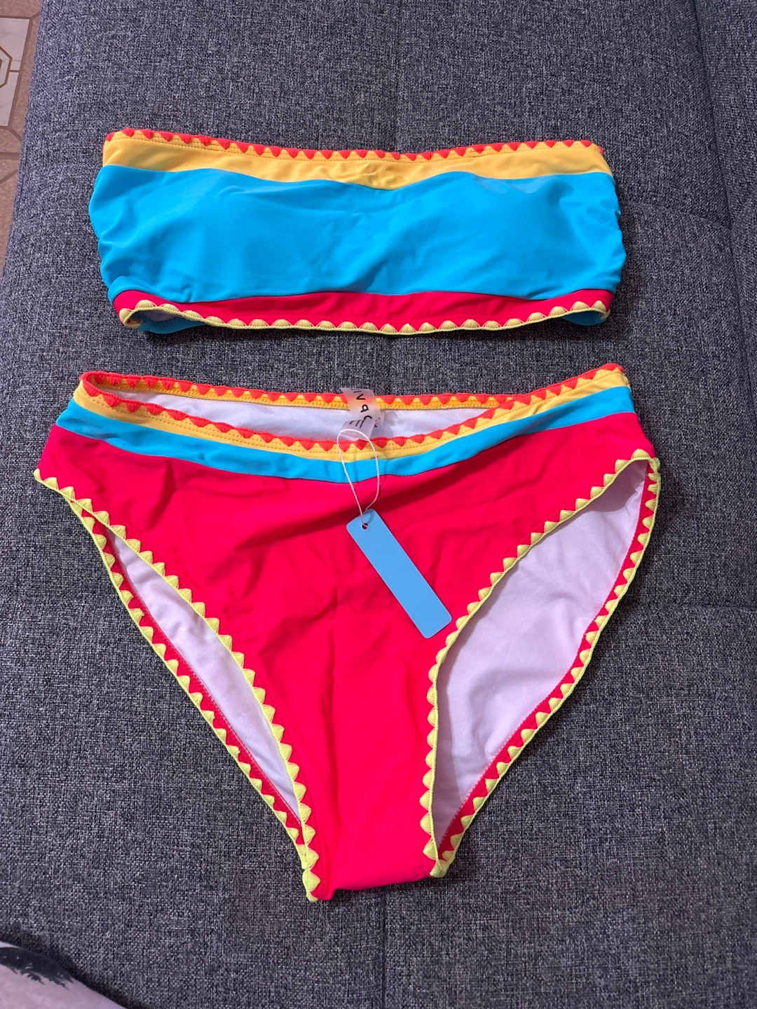 Bikini Set - Strapless Tube Top & High Waist Bottoms