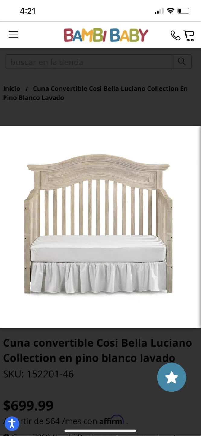 Bambi Baby Cosi Bella Convertible Crib - photo 3