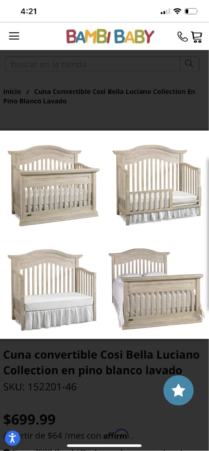 Bambi Baby Cosi Bella Convertible Crib - photo 2