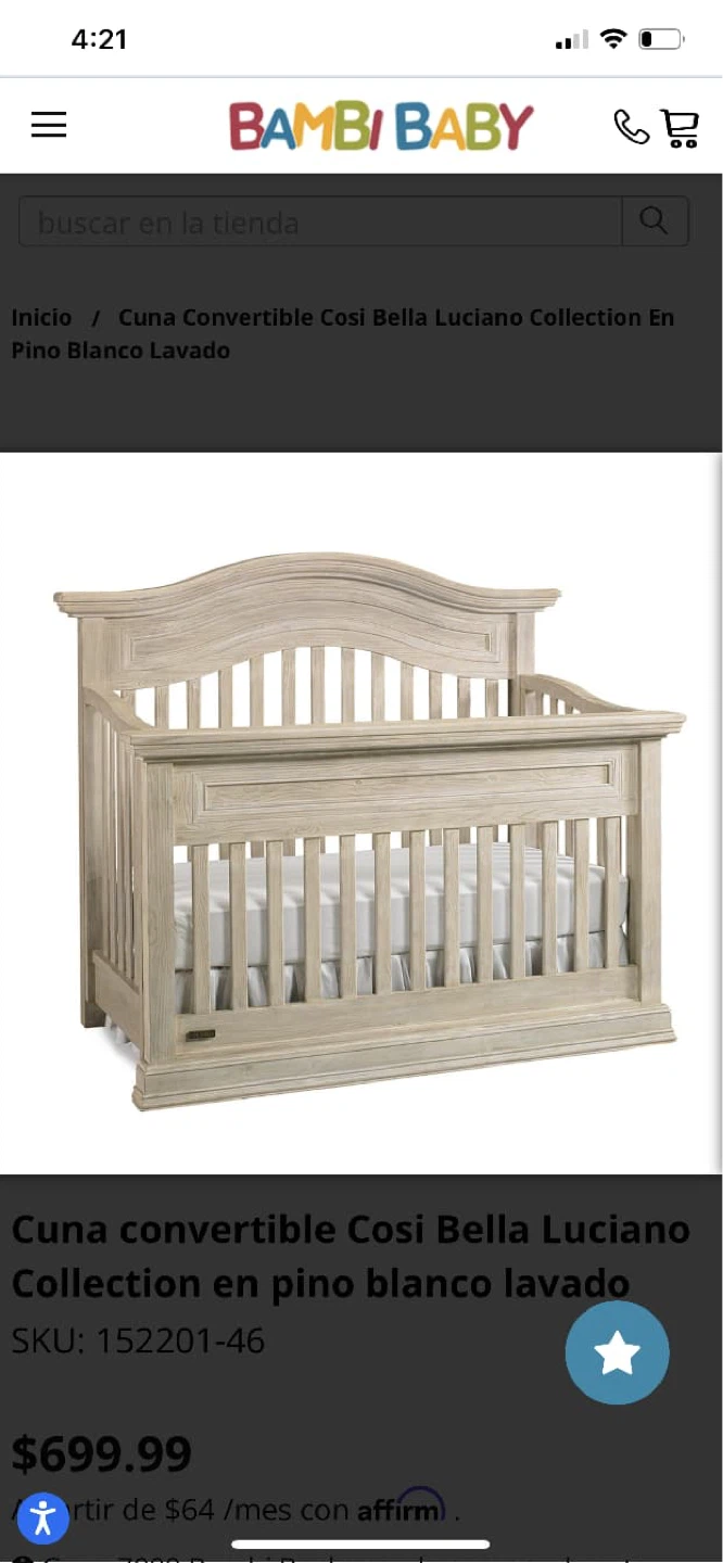 Bambi Baby Cosi Bella Convertible Crib