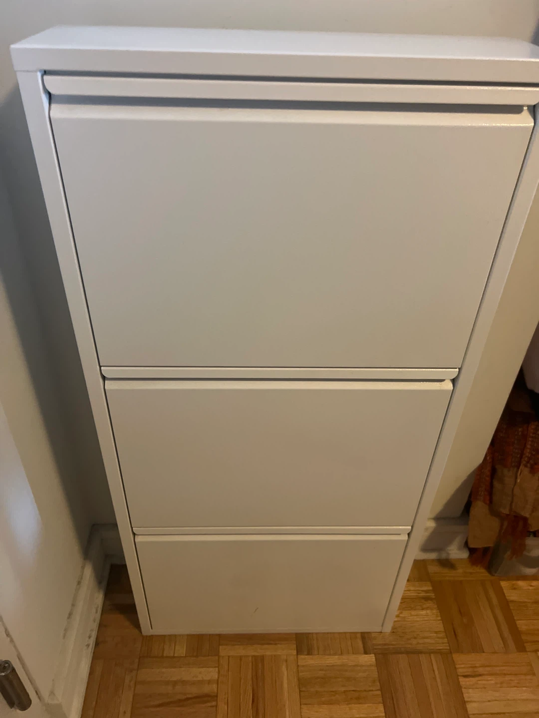 White 3-Tier Shoe Cabinet