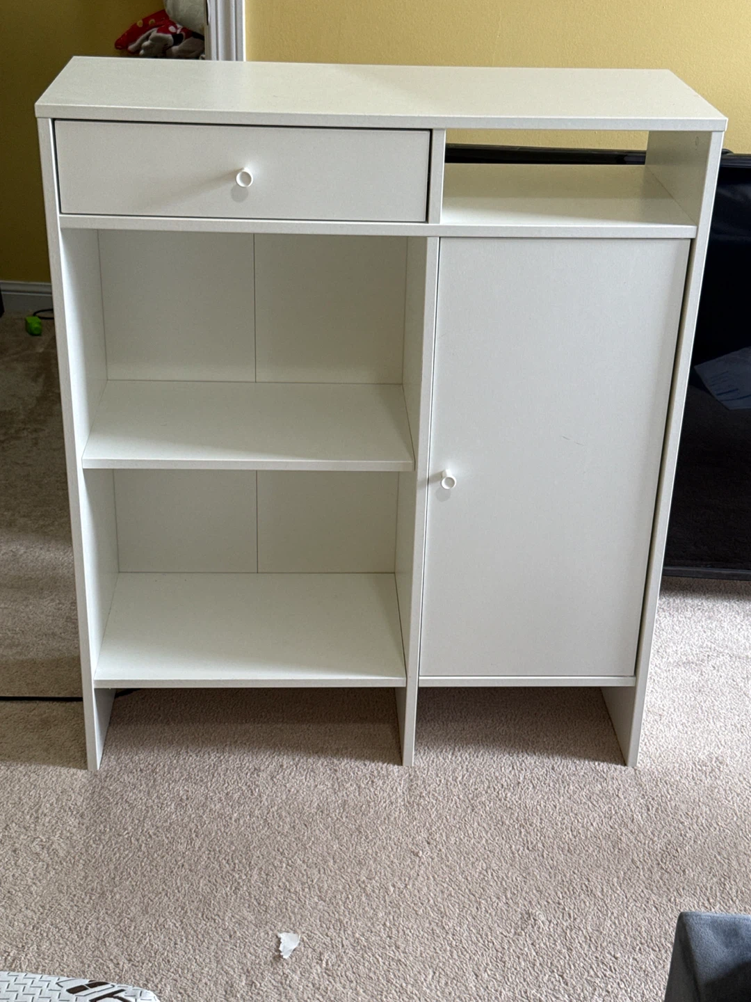 White Cube Storage Unit with Drawer and Cabinet