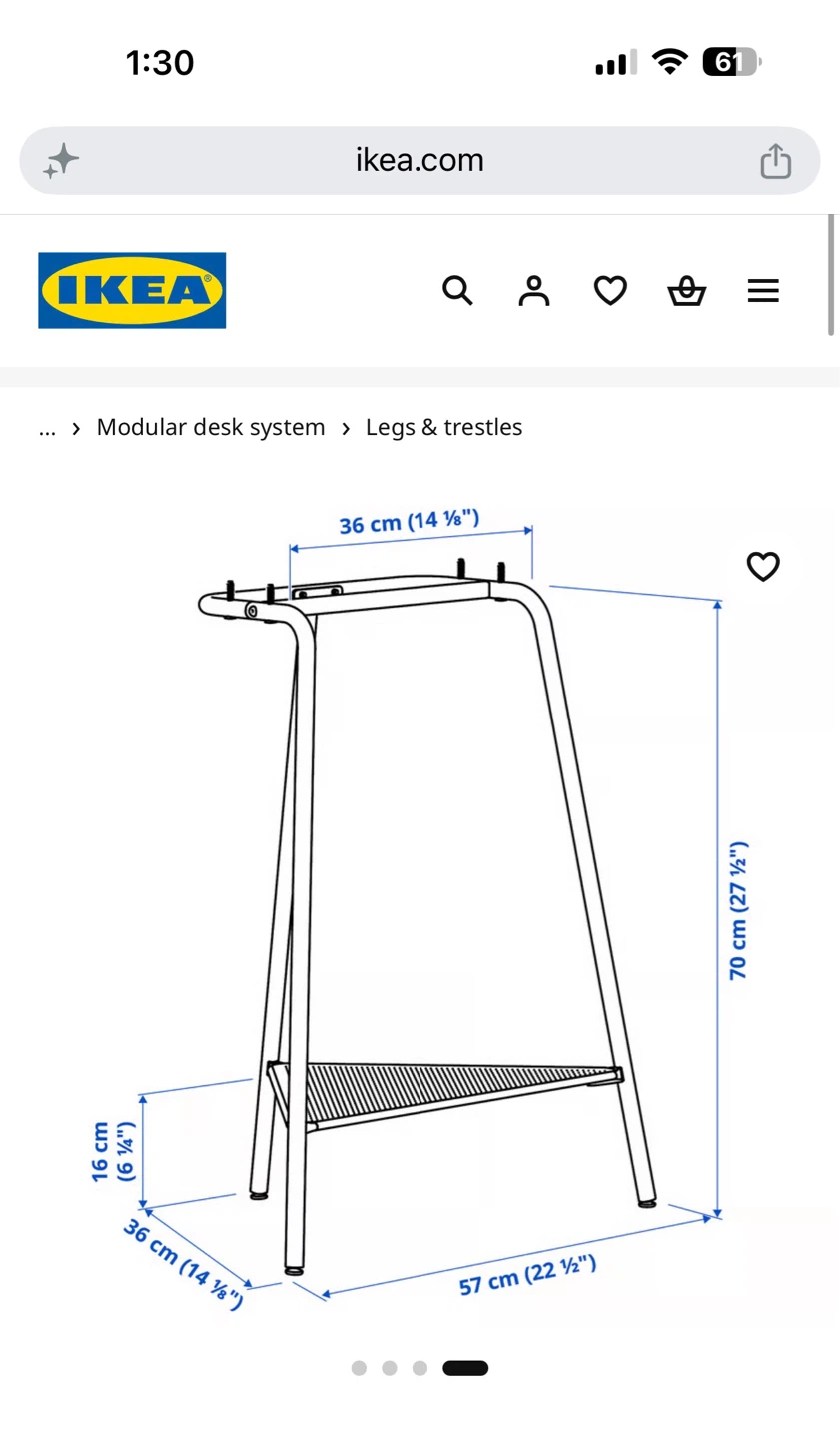 IKEA White Legs for Desk Trestle (2 Pack) - photo 2