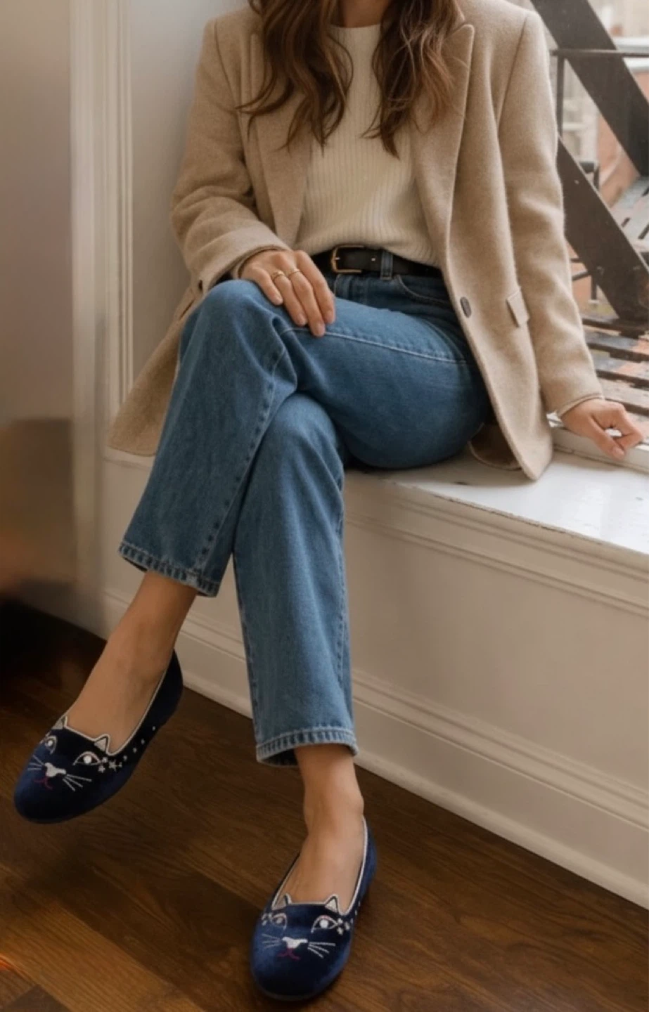 Charlotte Olympia Velvet Cat & Star Flats Size 38 - photo 2