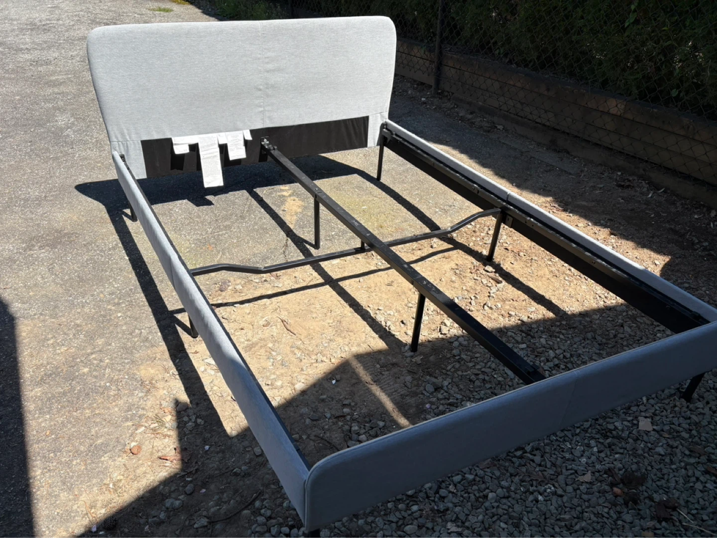 Grey Fabric Bed Frame with Headboard