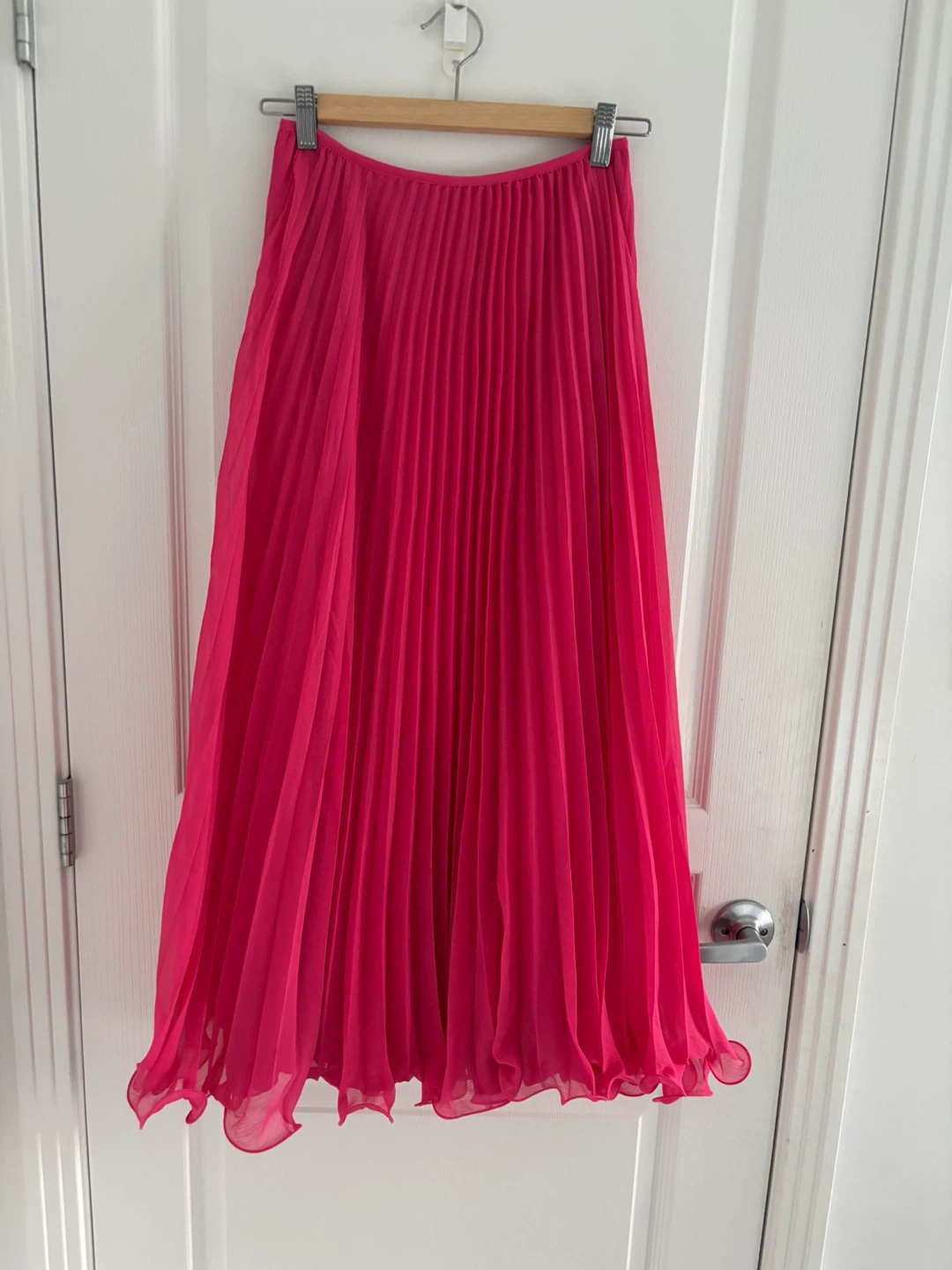 H&M Sheer Pleated Maxi Skirt - Bright Pink