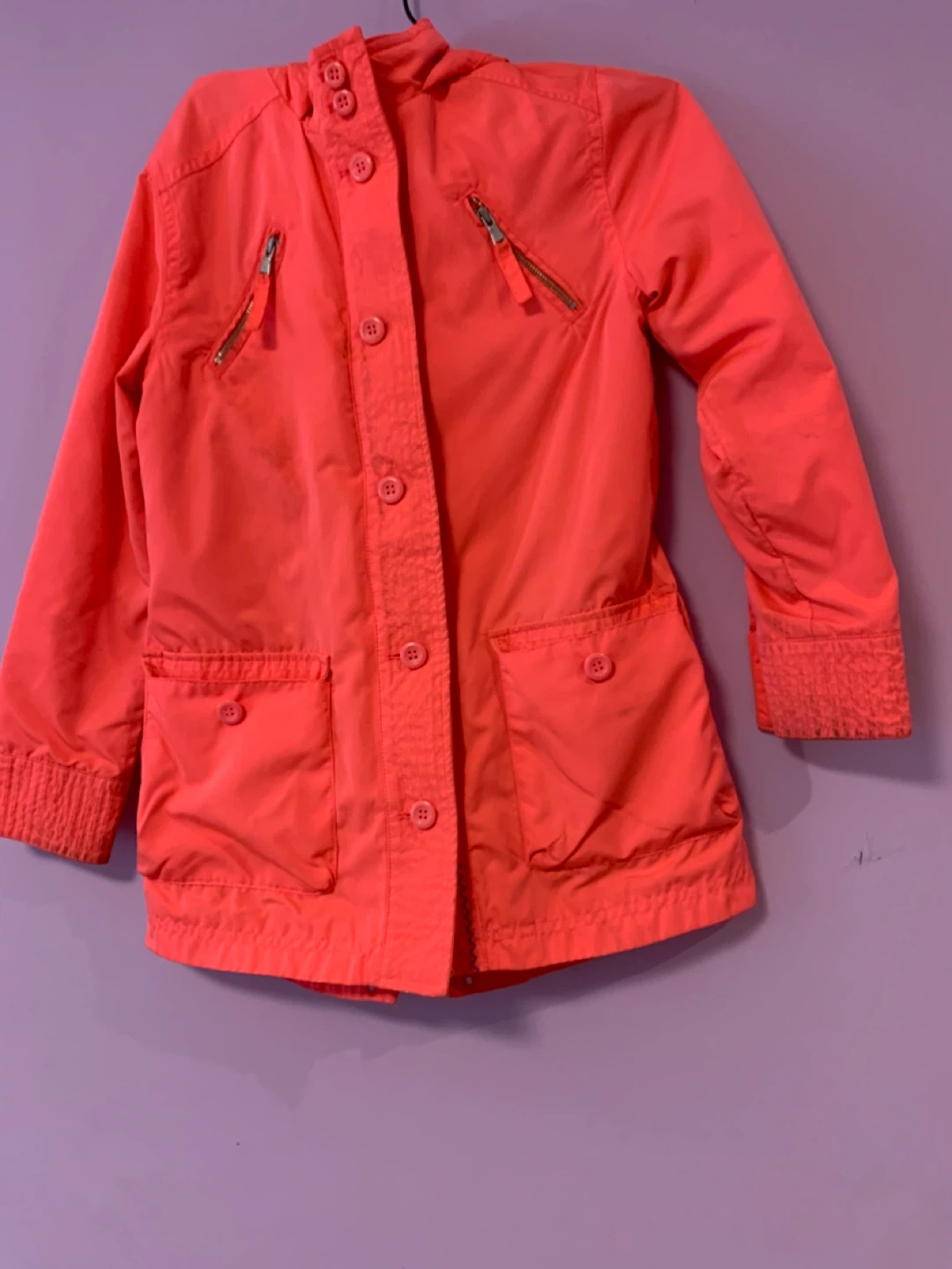 Bright Orange Hooded Rain Jacket
