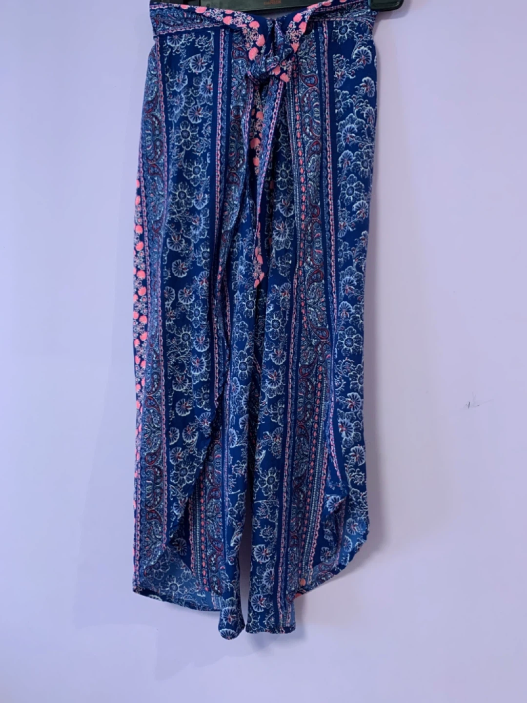 Blue patterned wide leg pants - photo 2