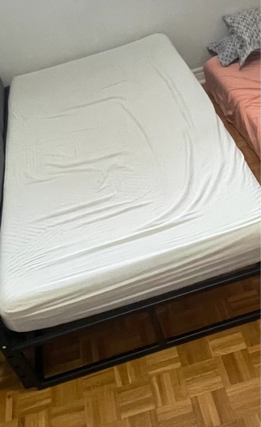 Black Metal Queen Bed Frame & Mattress - photo 2