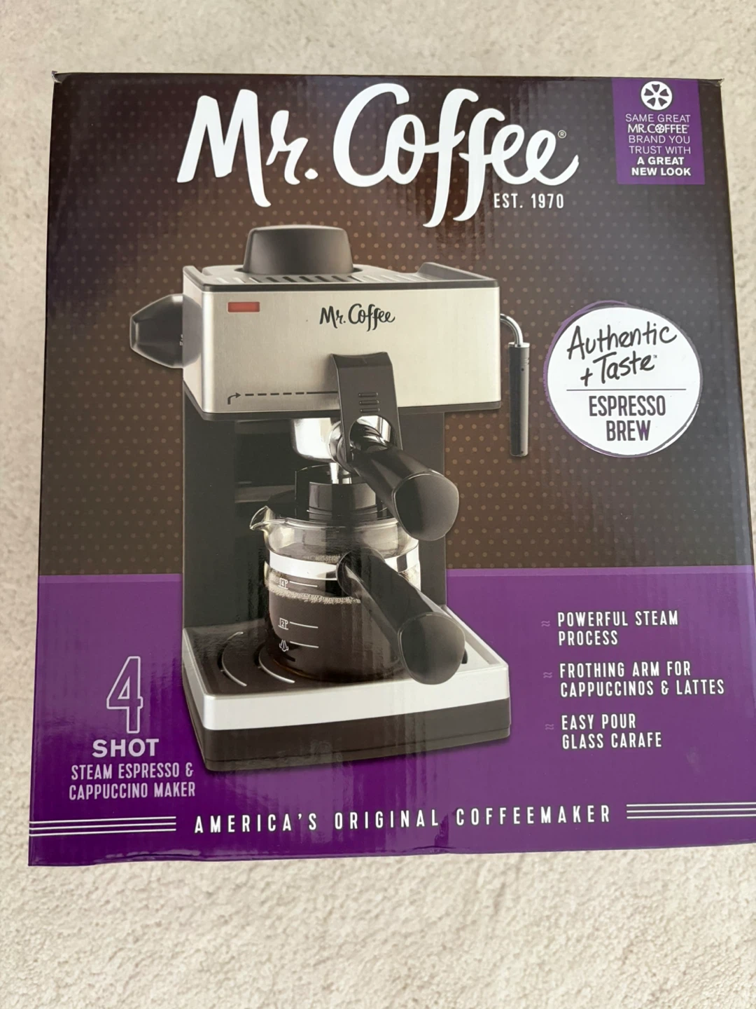 NEW!  Mr. Coffee 4-Shot Steam Espresso & Cappuccino Maker