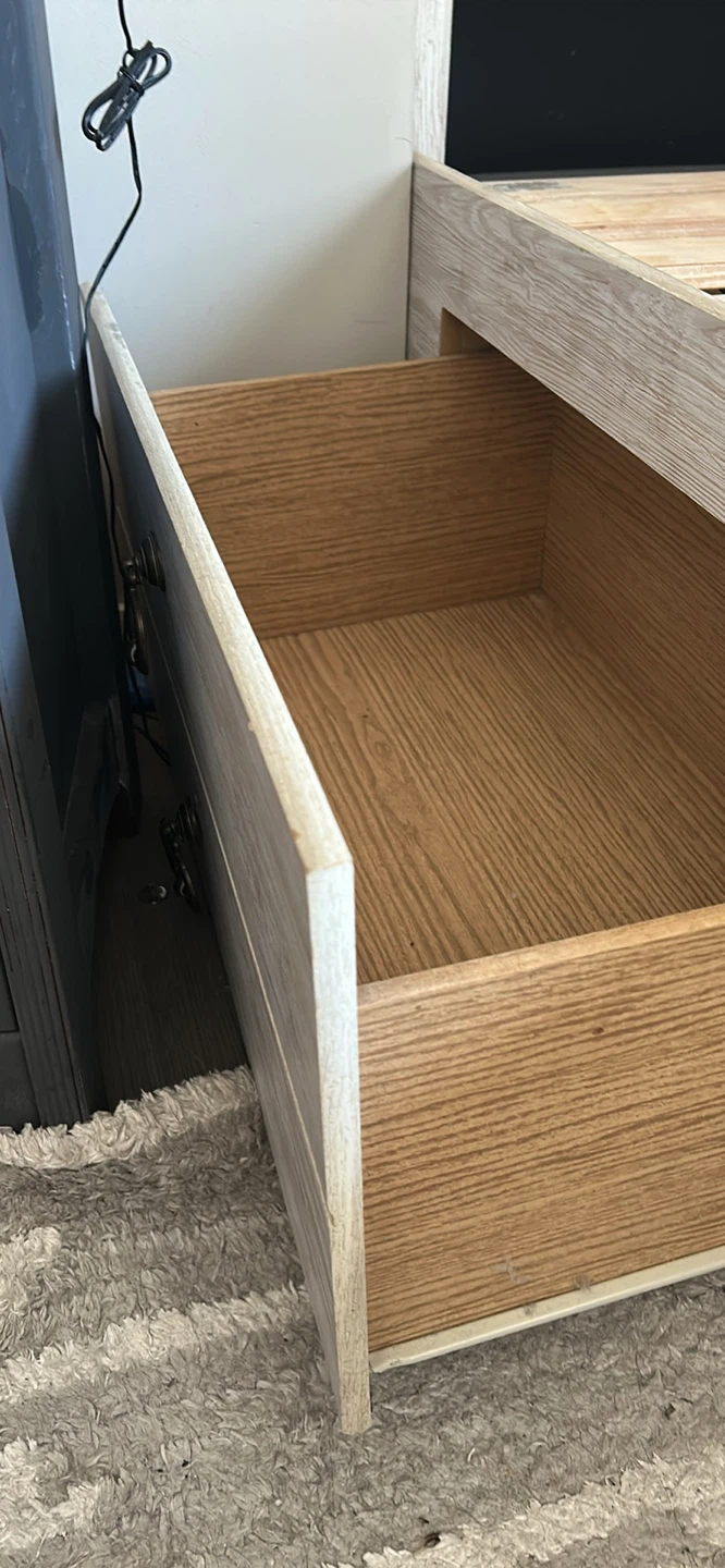 White Wood Double Bed Frame with Storage Drawers - photo 3