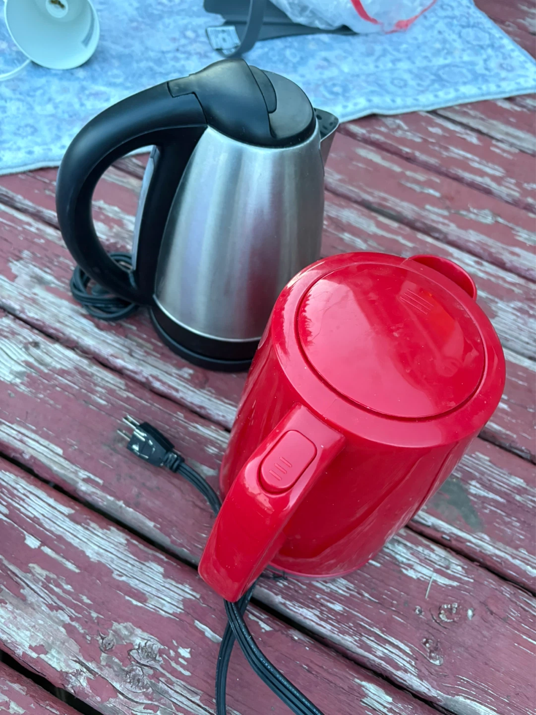 Two Electric Kettles - Red and Stainless Steel - photo 2