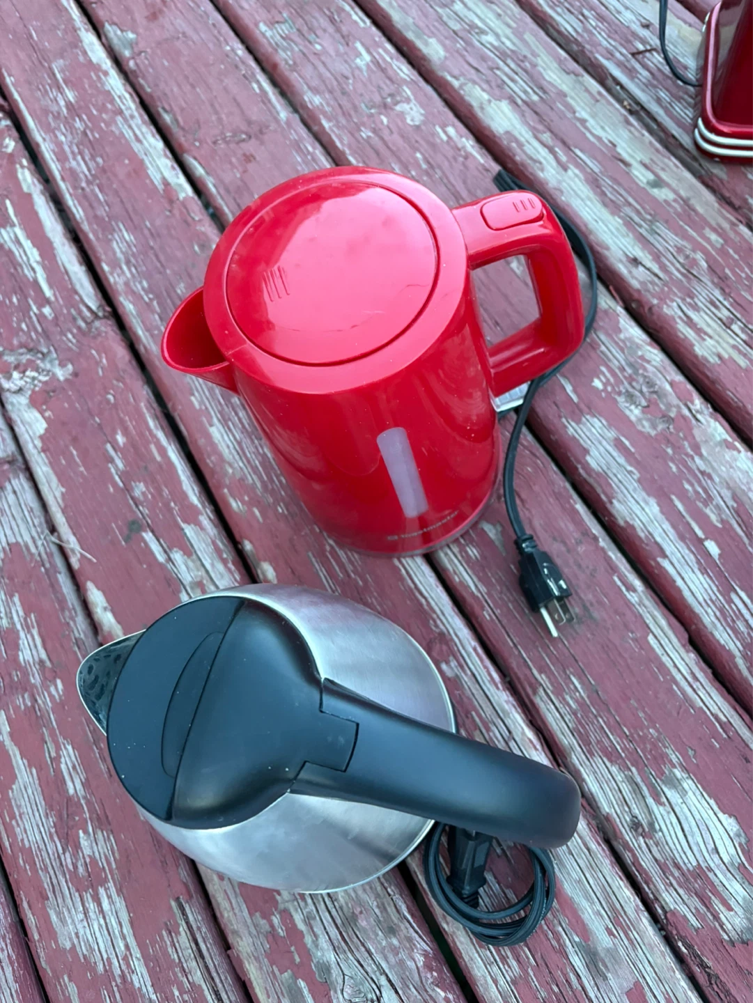 Two Electric Kettles - Red and Stainless Steel