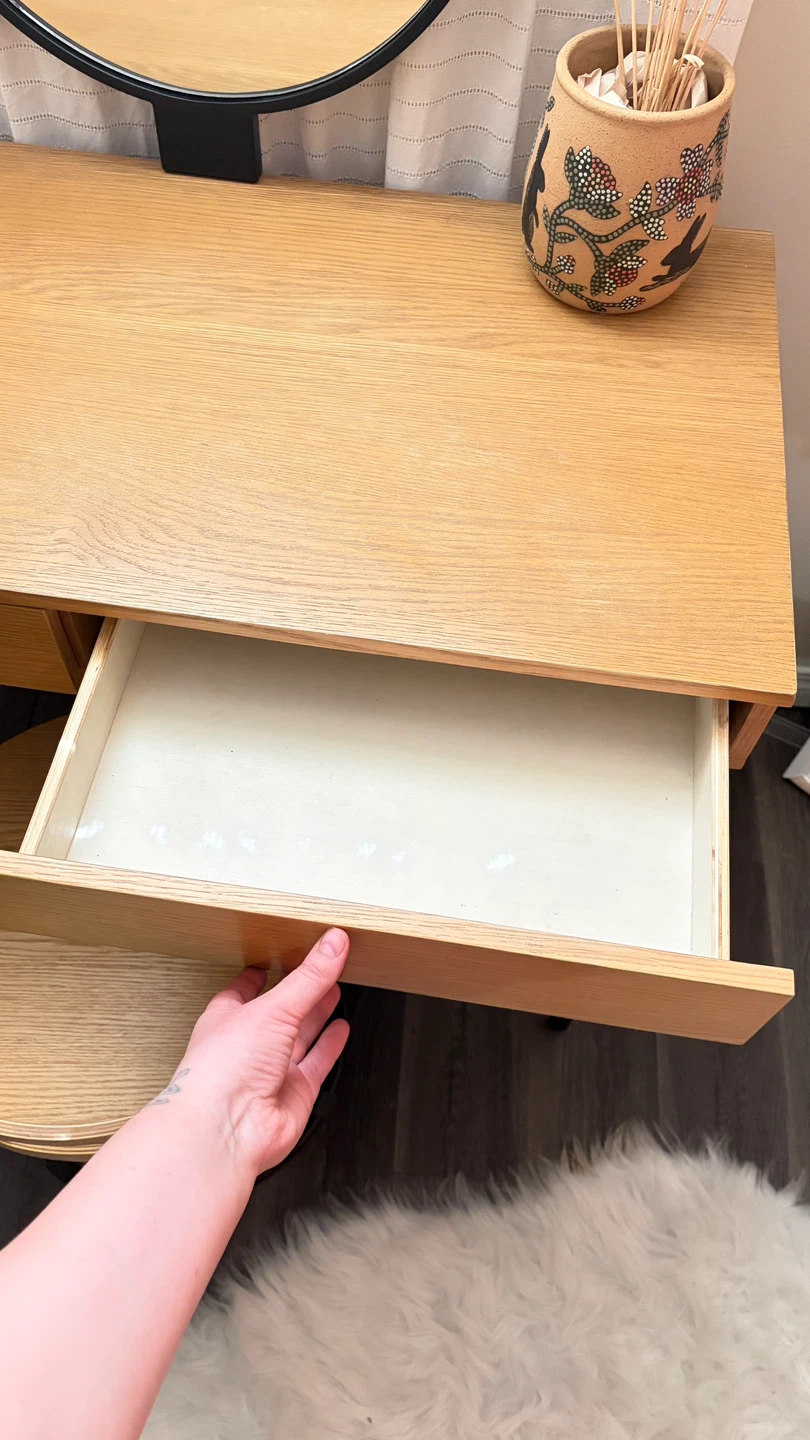 Vanity Desk with Stool and Mirror - photo 4