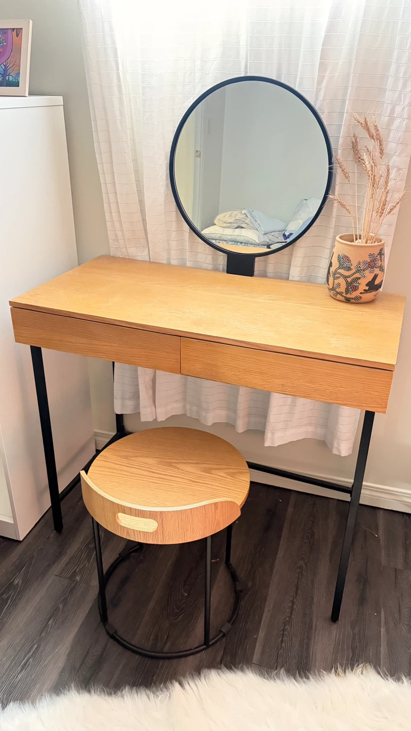Vanity Desk with Stool and Mirror - photo 2