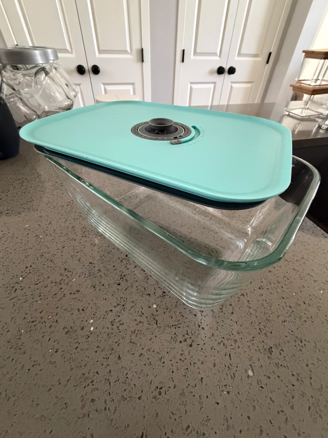 Anchor Hocking Glass Loaf Pan with Teal Lid - photo 2