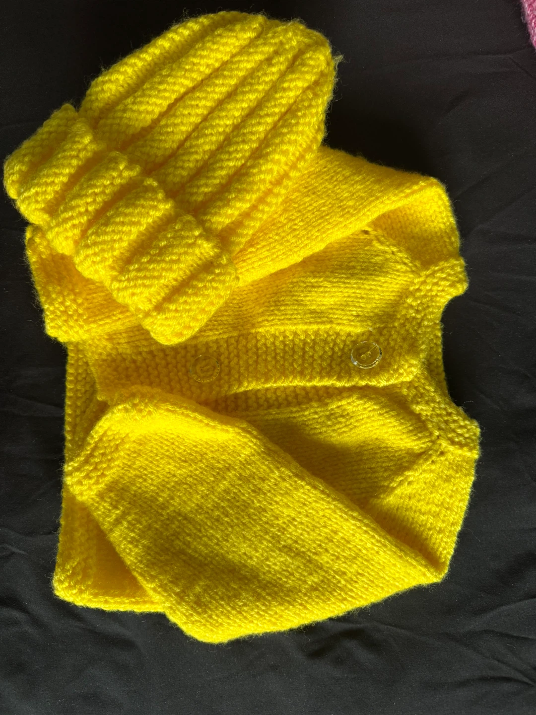 Yellow Knitted Baby Set with Hat