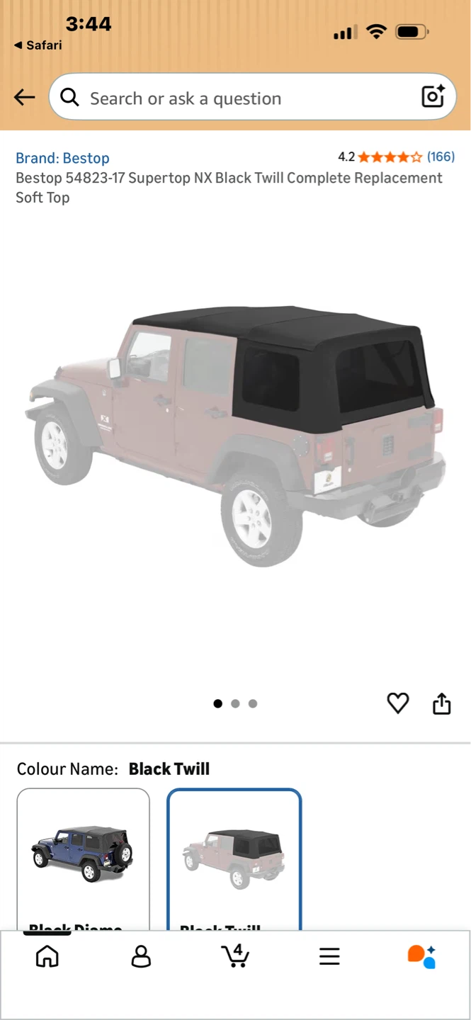 Soft top Jeep -ORM - 2016. Hardly used