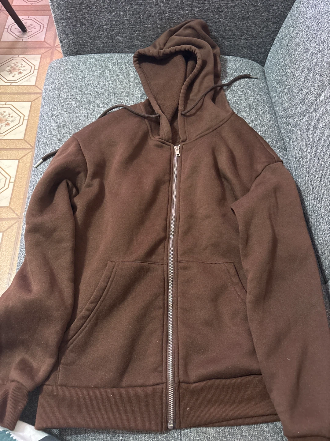 Brown Zip-Up Hoodie