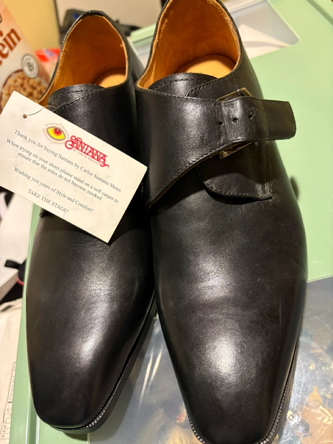 Santana by Carlos Santana Black Leather Monk Strap Shoes Size 40
