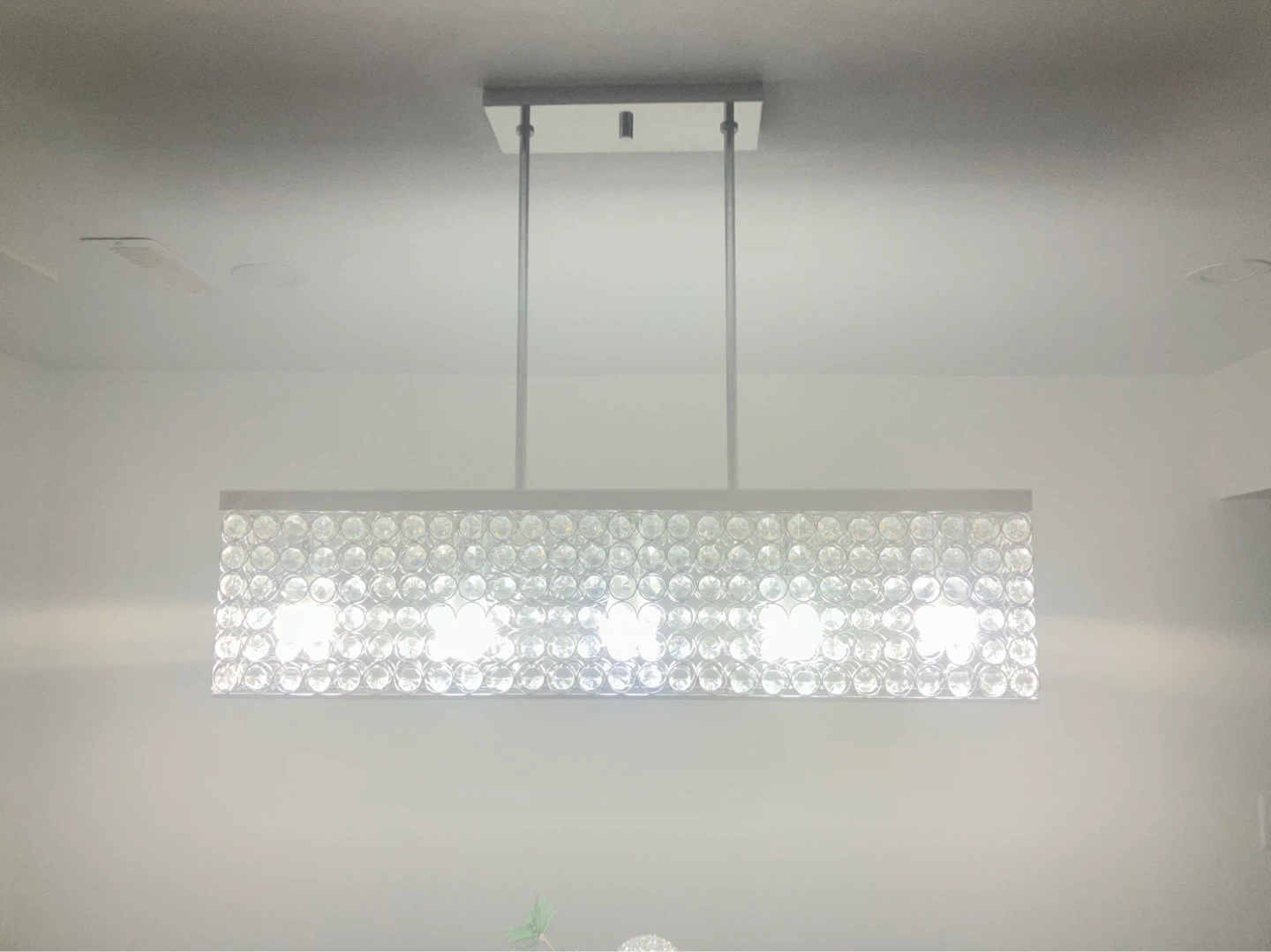 Rectangular Chandelier with Crystal Accents