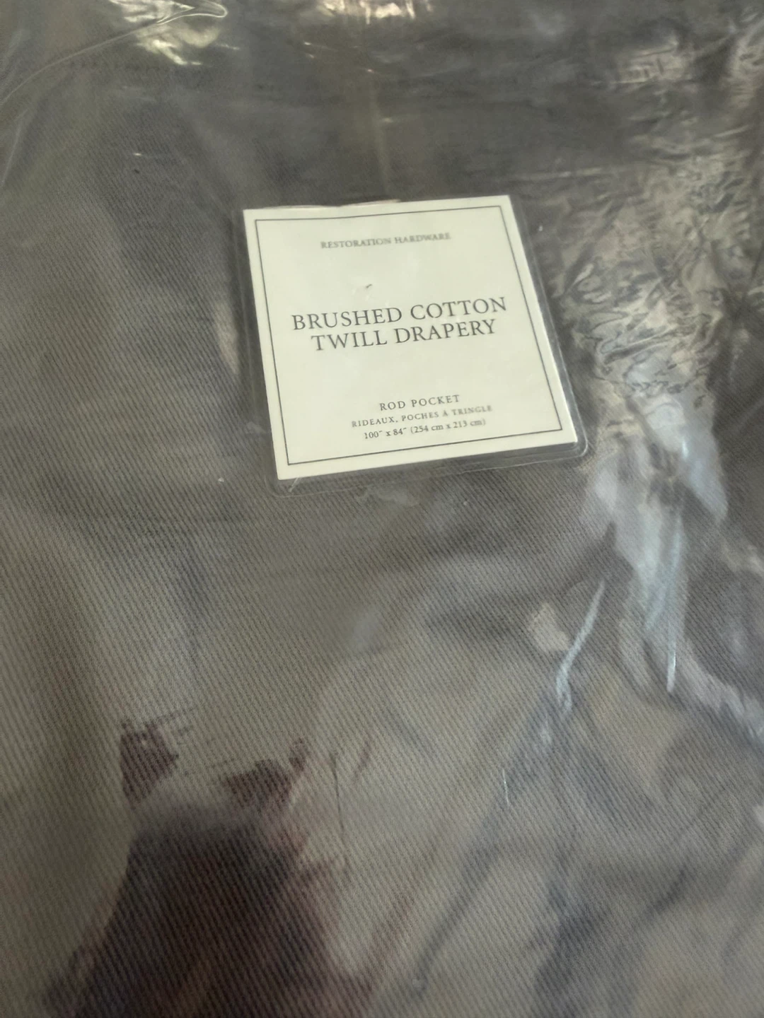 Restoration Hardware Brushed Cotton Twill Drapery - 100" x 84"