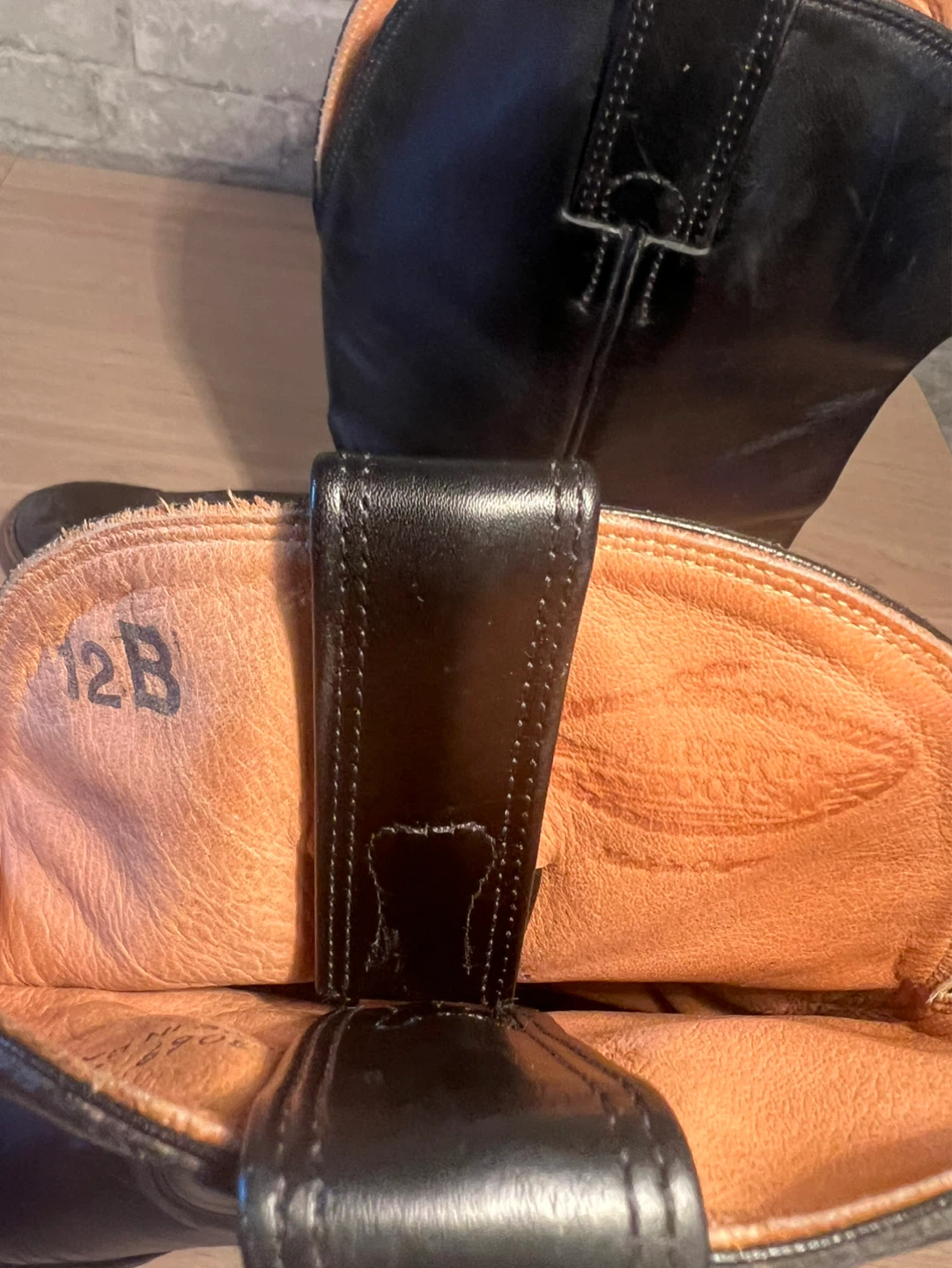 Black Leather Cowboy Boots (Alberta Boot Co) Size 12B - photo 3
