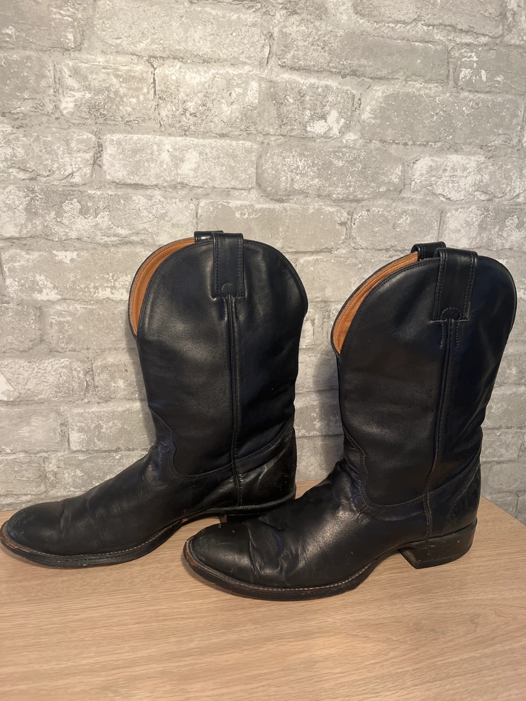 Black Leather Cowboy Boots (Alberta Boot Co) Size 12B