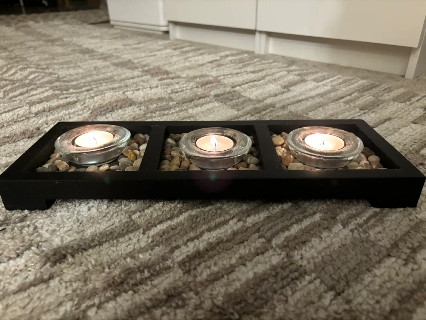 3-Tealight Candle Holder with Stones - photo 3