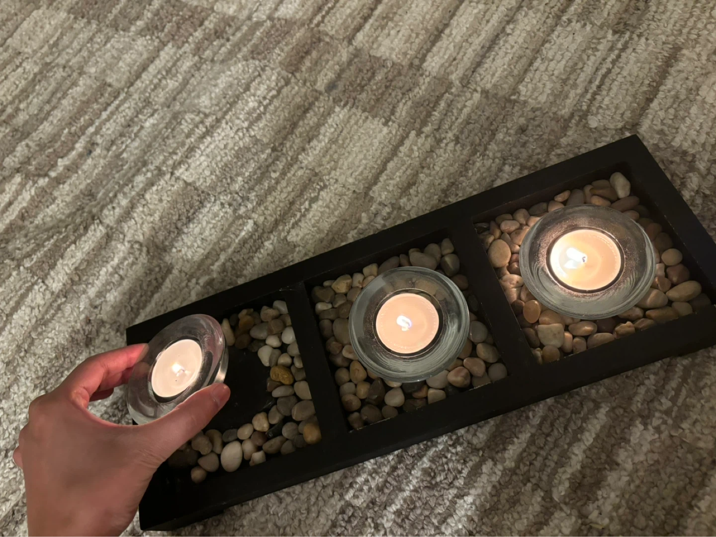 3-Tealight Candle Holder with Stones