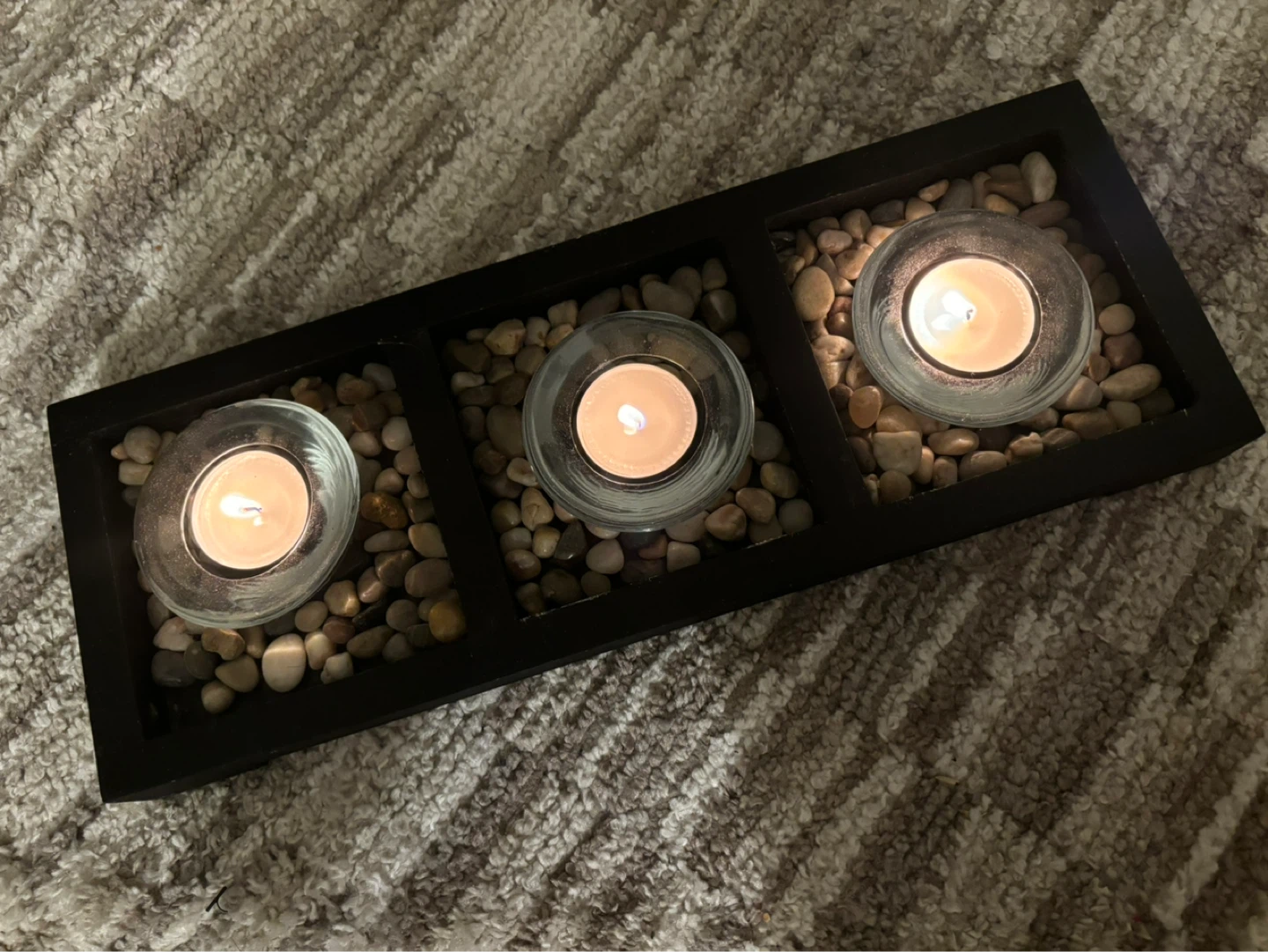3-Tealight Candle Holder with Stones - photo 2