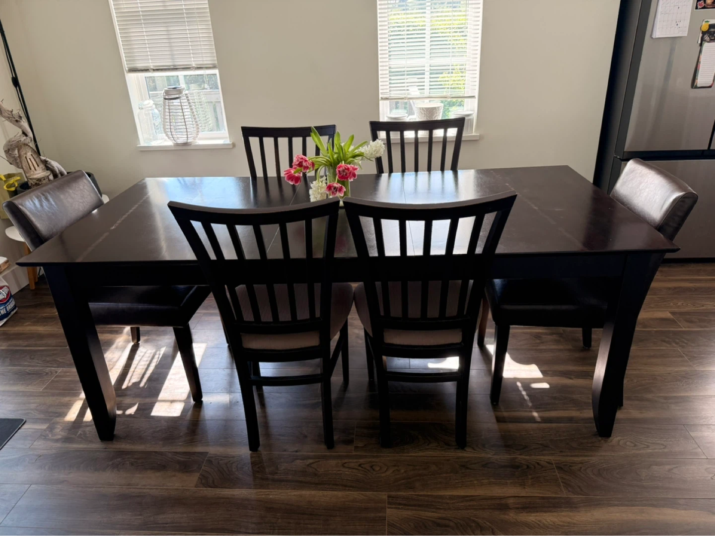 Dark Wood Dining Table with 6 Chairs - photo 2