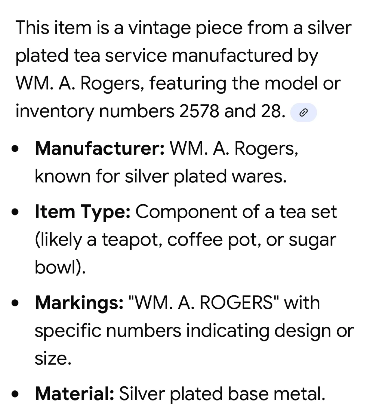 WM. A. Rogers Silver Plated Tea Set Component - photo 3