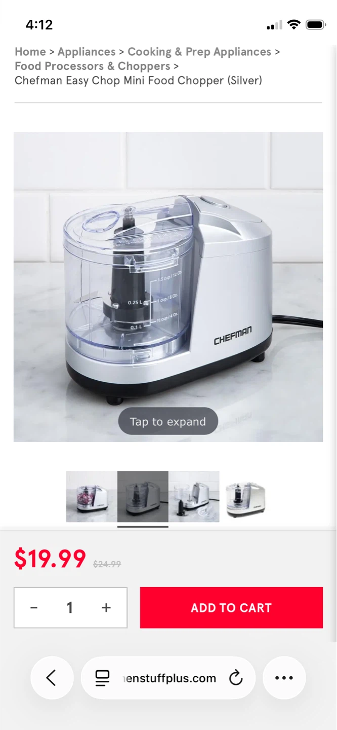 Chefman Mini Food Chopper - Silver
