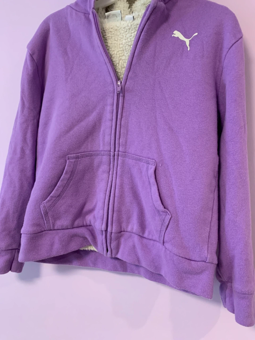 Puma Kids Purple Sherpa Lined Zip-Up Hoodie