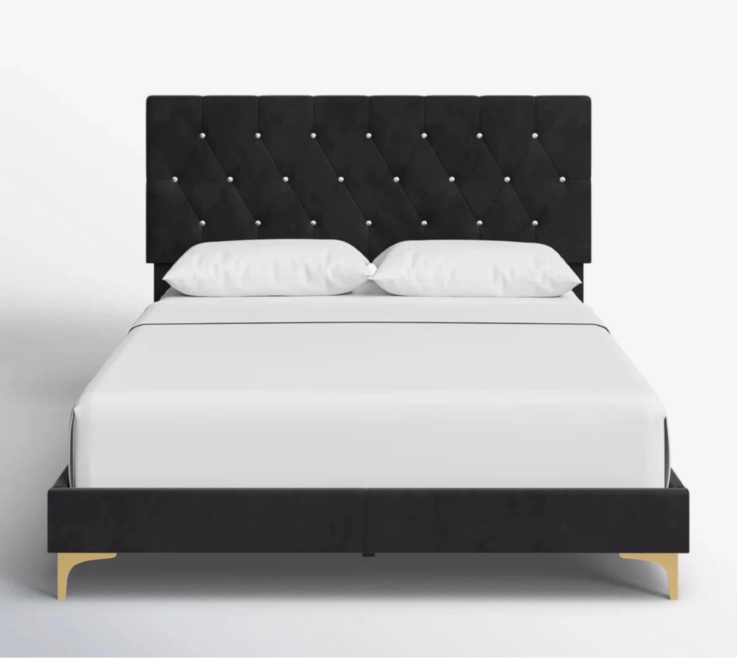 Luxury Black Velvet Queen Bed Complete set: Bed + Box + Mattress - photo 3