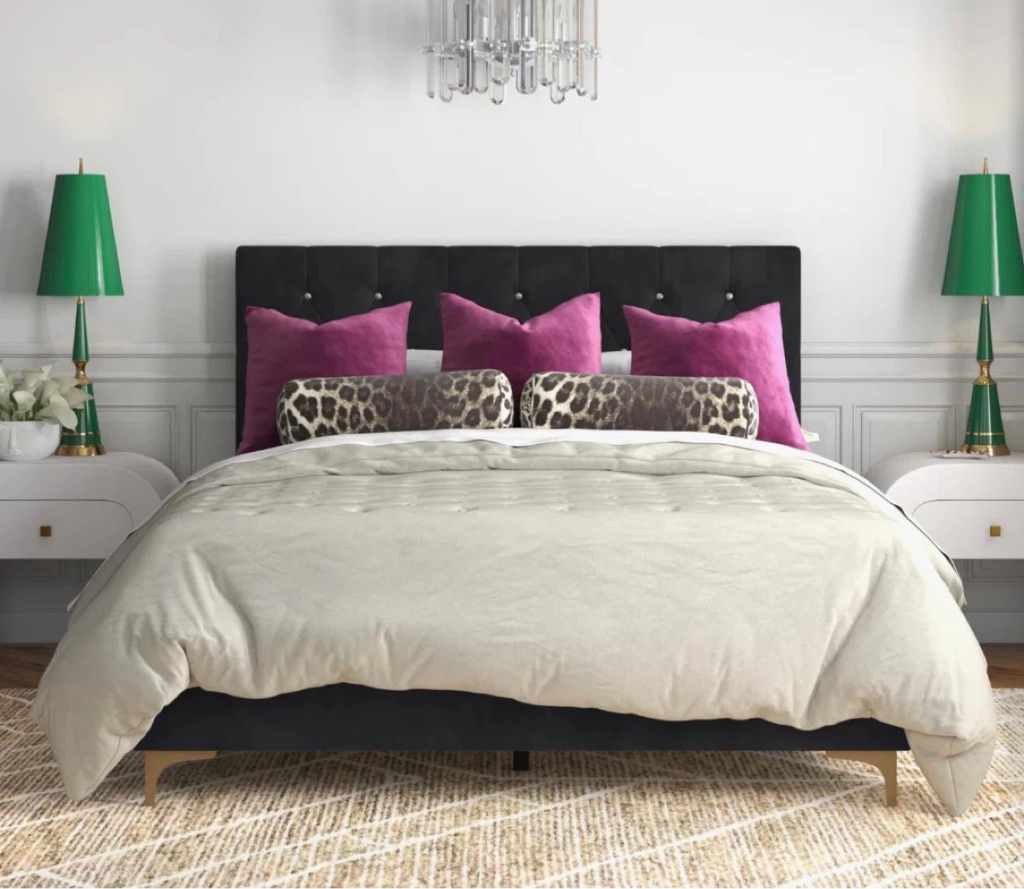 Luxury Black Velvet Queen Bed Complete set: Bed + Box + Mattress - photo 5