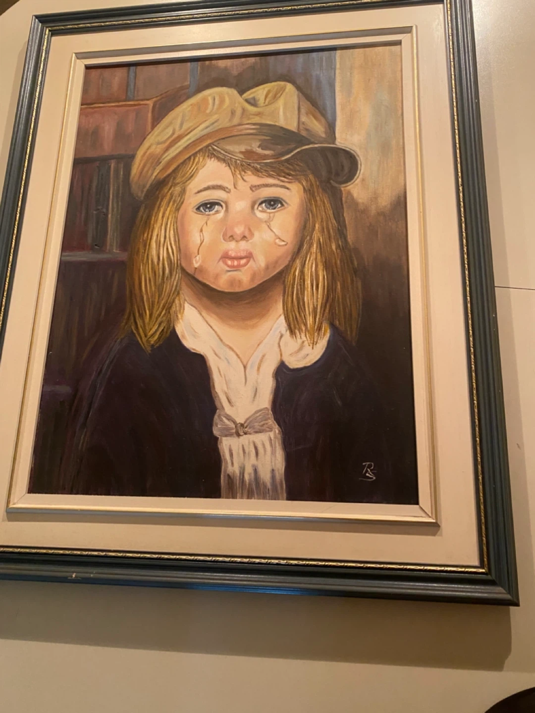 Framed Painting of Crying Child - photo 2