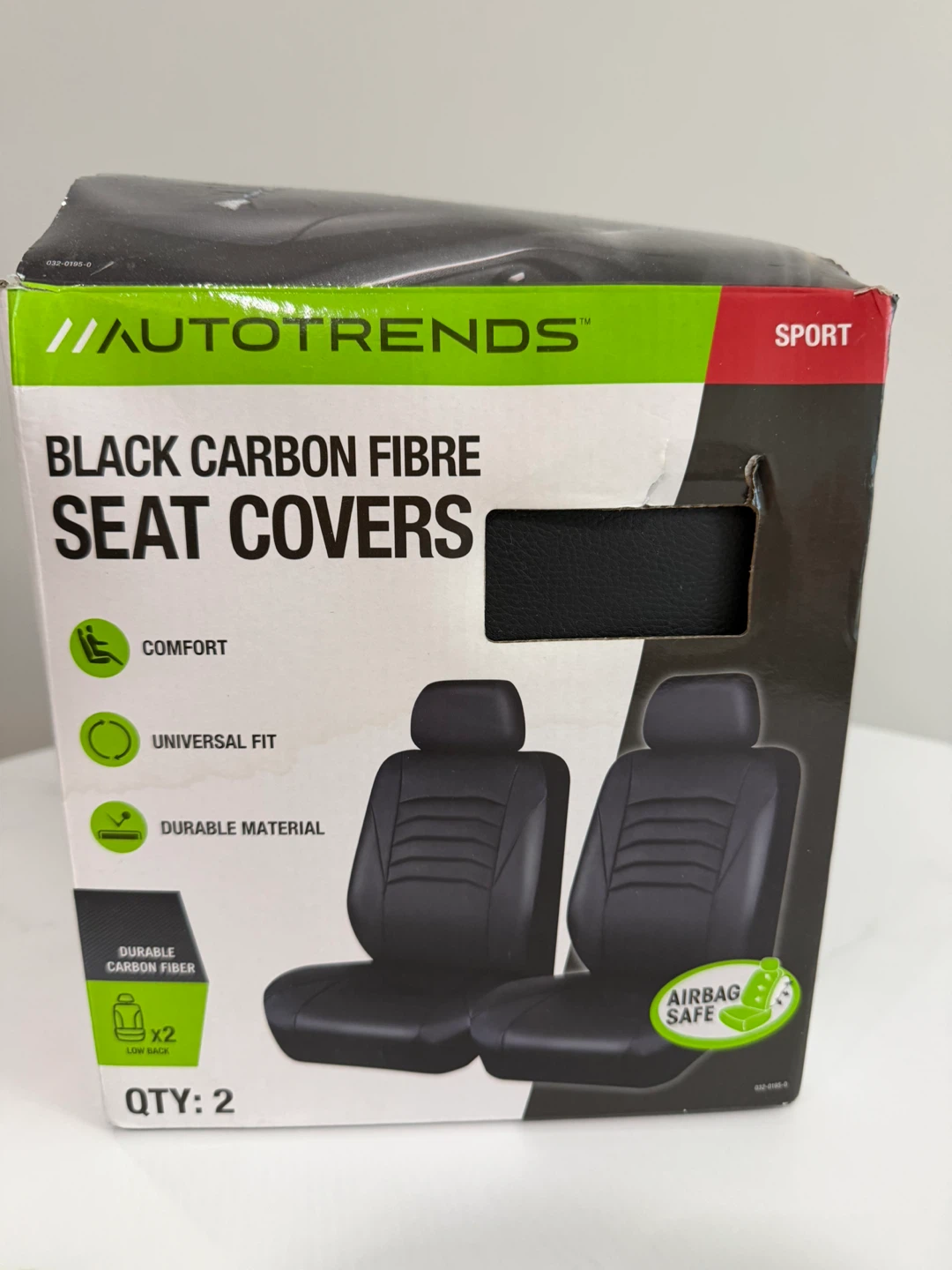 AUTOTRENDS Black Carbon Fibre Seat Covers (Set of 2)