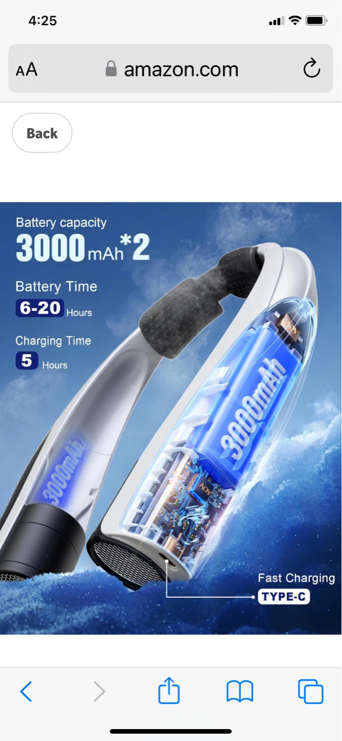 Portable Neck Fan - Lightweight, Rechargeable, 6 Speed Settings - photo 5