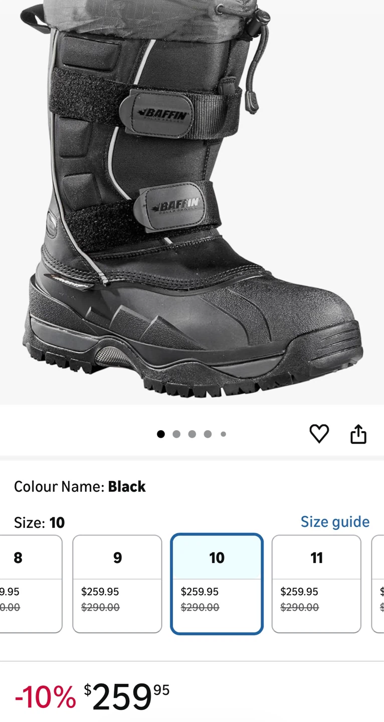 Baffin Men's Eiger Snow Boots size 10