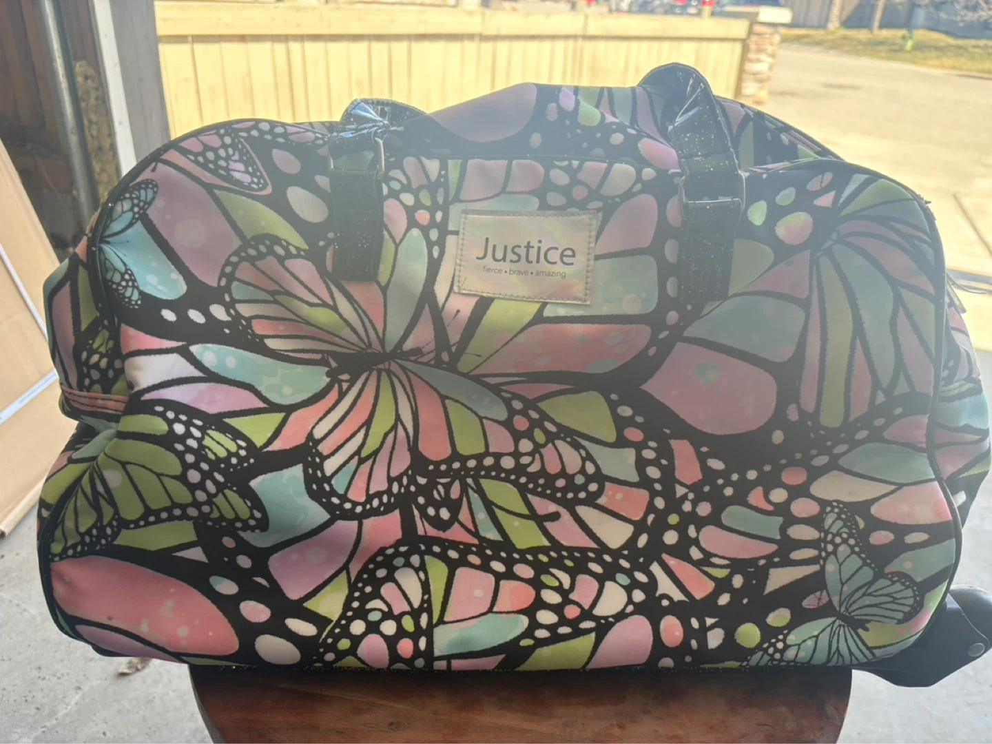 Justice Butterfly Print Duffle Bag